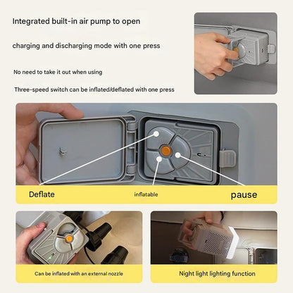 Gray 2 Persons Inflatable Mattress Camping Folding Home Outdoor Indoor Inflatable Mattress 48cm High Bed Lazy Laying Air Cushion