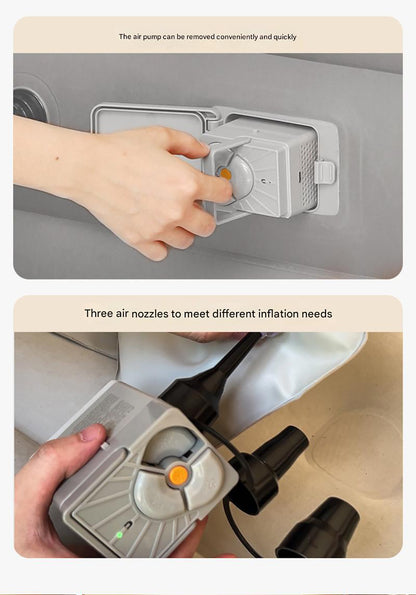 Gray 2 Persons Inflatable Mattress Camping Folding Home Outdoor Indoor Inflatable Mattress 48cm High Bed Lazy Laying Air Cushion