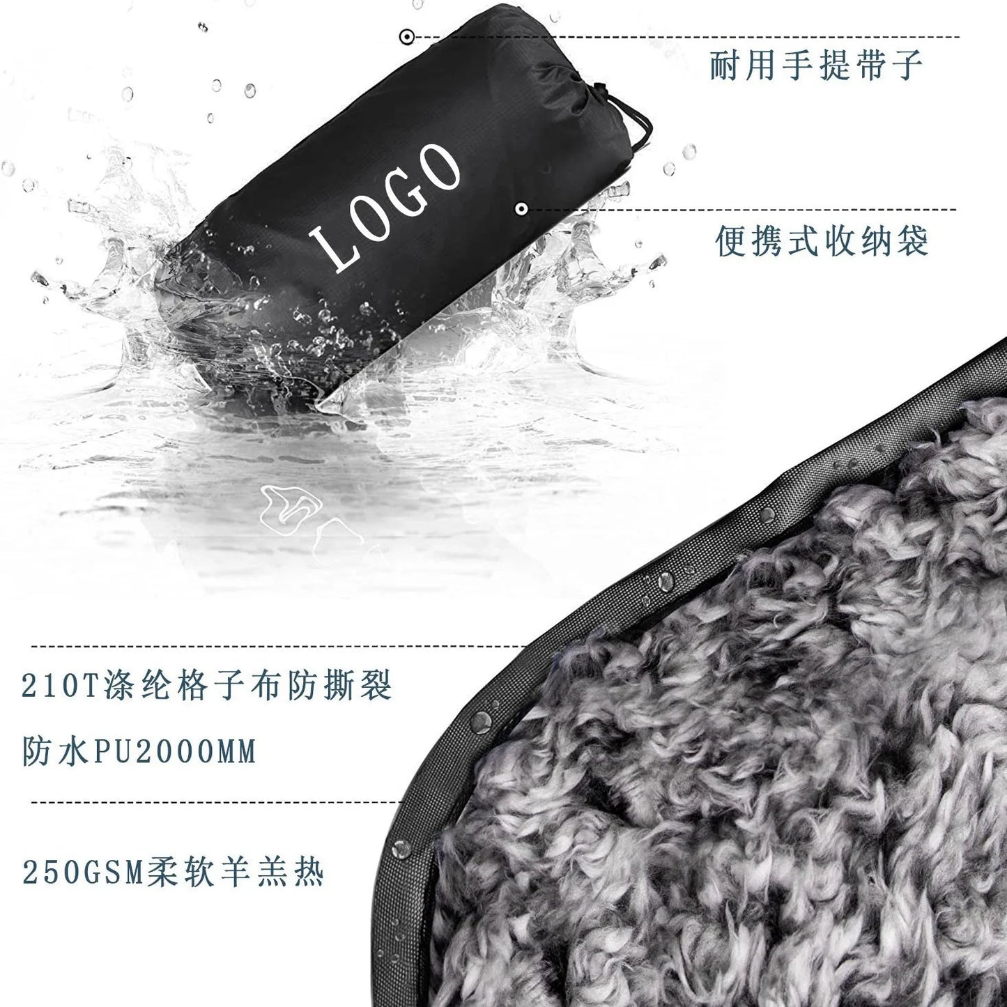 Fleece Camping Blanket Portable Windproof Thick Outdoor Picnic Mat Waterproof Travel Rug for Hiking Beach Festival