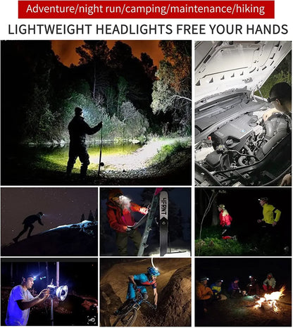 Powerful COB Headlamp Type-c/USB Rechargeable Head Flashlight Built-in Battery Outdoor Fishing Camping Lantern Waterproof Torch