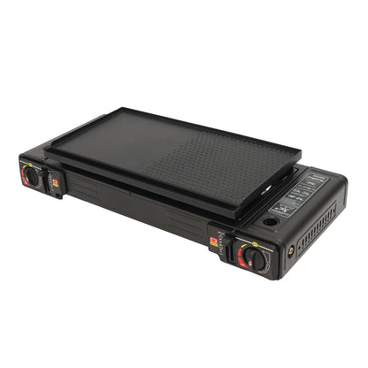 2 Burners Portable Camping Stove Butane Camping Stove Kit Outdoor Gas Stove 63*26*12cm for Picnics Yard Parties RVs