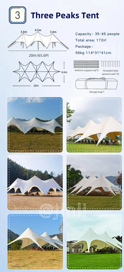 Single Double Pole Star Canopy Tents Octopus Canopy Thicken 900D Oxford Cloth Shape Stretch Canopy Outdoor Peaks Starshade Tents