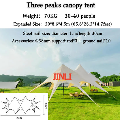 Single Double Pole Star Canopy Tents Octopus Canopy Thicken 900D Oxford Cloth Shape Stretch Canopy Outdoor Peaks Starshade Tents