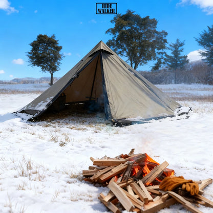 2 Persons Winter Pyramid Hot Tent Flame Retardant Large Outdoor Camping Waterproof Tipi Tent Lightweight Firewood Stove Tent