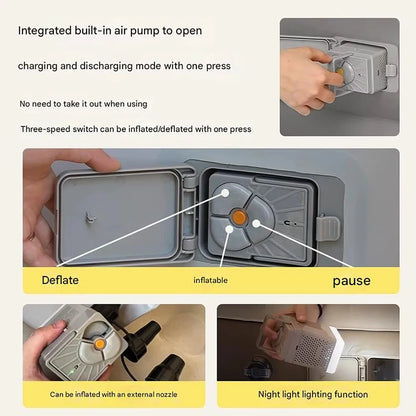 Gray 2 Persons Inflatable Mattress Camping Folding Home Outdoor Indoor Inflatable Mattress 48cm High Bed Lazy Laying Air Cushion