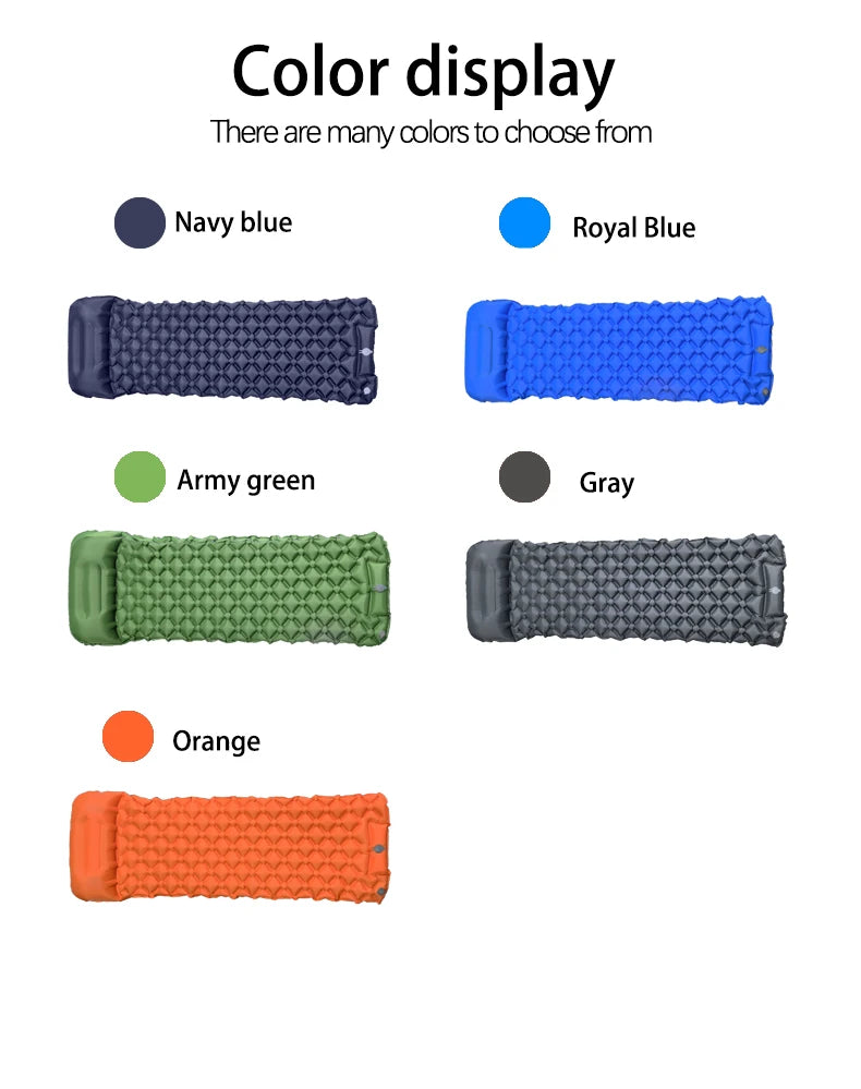 Outdoor Camping Inflatable Mattress Sleeping Pad With Pillows Ultralight Air Mat Built In Inflator Pump Hiking