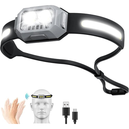 Headlamp Flashlight, 1000 Lumen Ultra-Light LED Rechargeable Headlight with 4 Modes and White Red Green Light, Head Light for Ca
