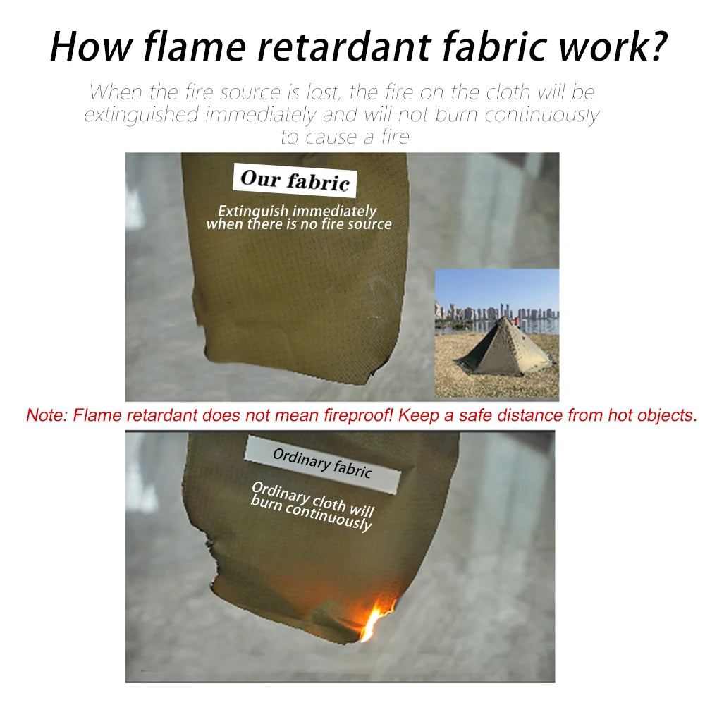 2 Persons Winter Pyramid Hot Tent Flame Retardant Large Outdoor Camping Waterproof Tipi Tent Lightweight Firewood Stove Tent