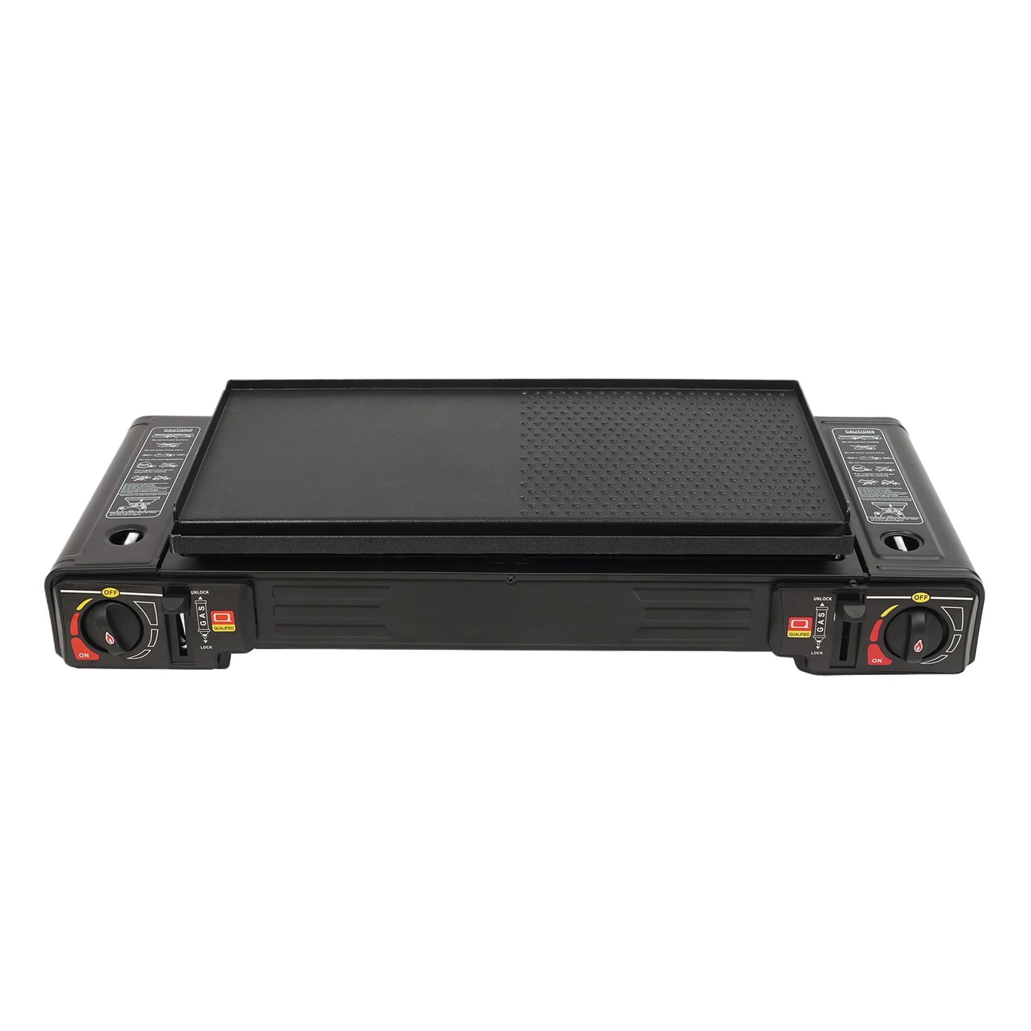 2 Burners Portable Camping Stove Butane Camping Stove Kit Outdoor Gas Stove 63*26*12cm for Picnics Yard Parties RVs