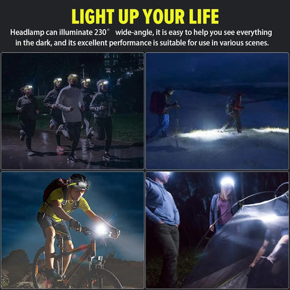 Headlamp Flashlight, 1000 Lumen Ultra-Light LED Rechargeable Headlight with 4 Modes and White Red Green Light, Head Light for Ca