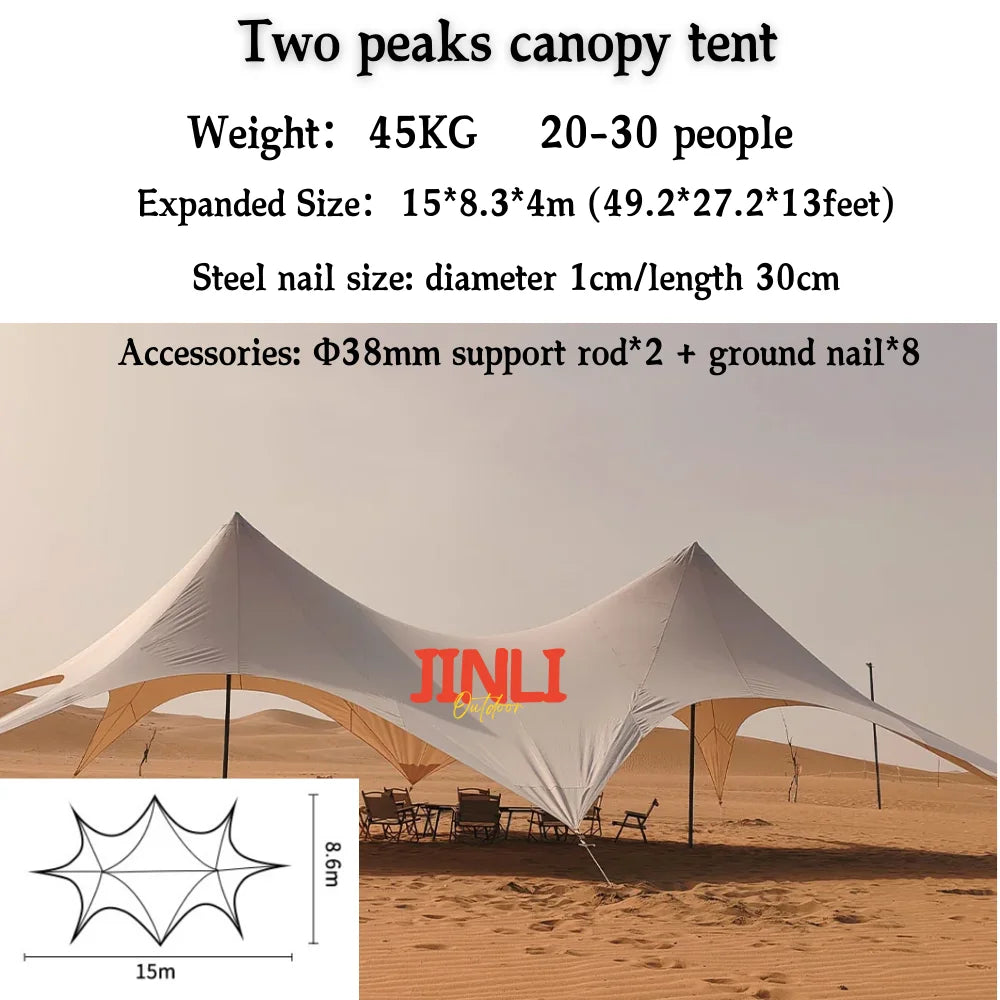 Single Double Pole Star Canopy Tents Octopus Canopy Thicken 900D Oxford Cloth Shape Stretch Canopy Outdoor Peaks Starshade Tents