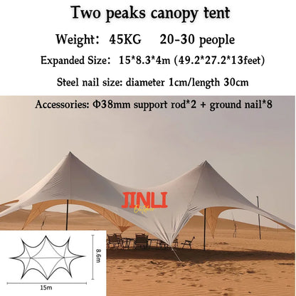 Single Double Pole Star Canopy Tents Octopus Canopy Thicken 900D Oxford Cloth Shape Stretch Canopy Outdoor Peaks Starshade Tents