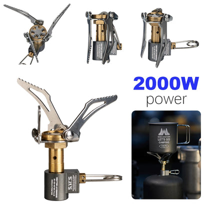 Folding Camping Stove Mini Camping Stove 2000W Outdoor Gas Burner Lightweight Portable Survival Furnace for Camping Hiking