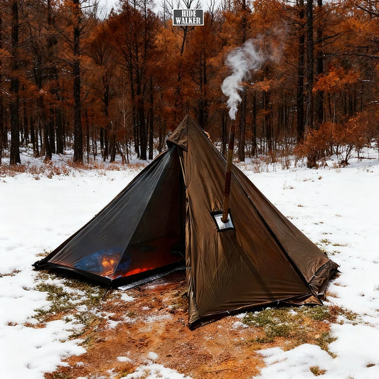2 Persons Winter Pyramid Hot Tent Flame Retardant Large Outdoor Camping Waterproof Tipi Tent Lightweight Firewood Stove Tent