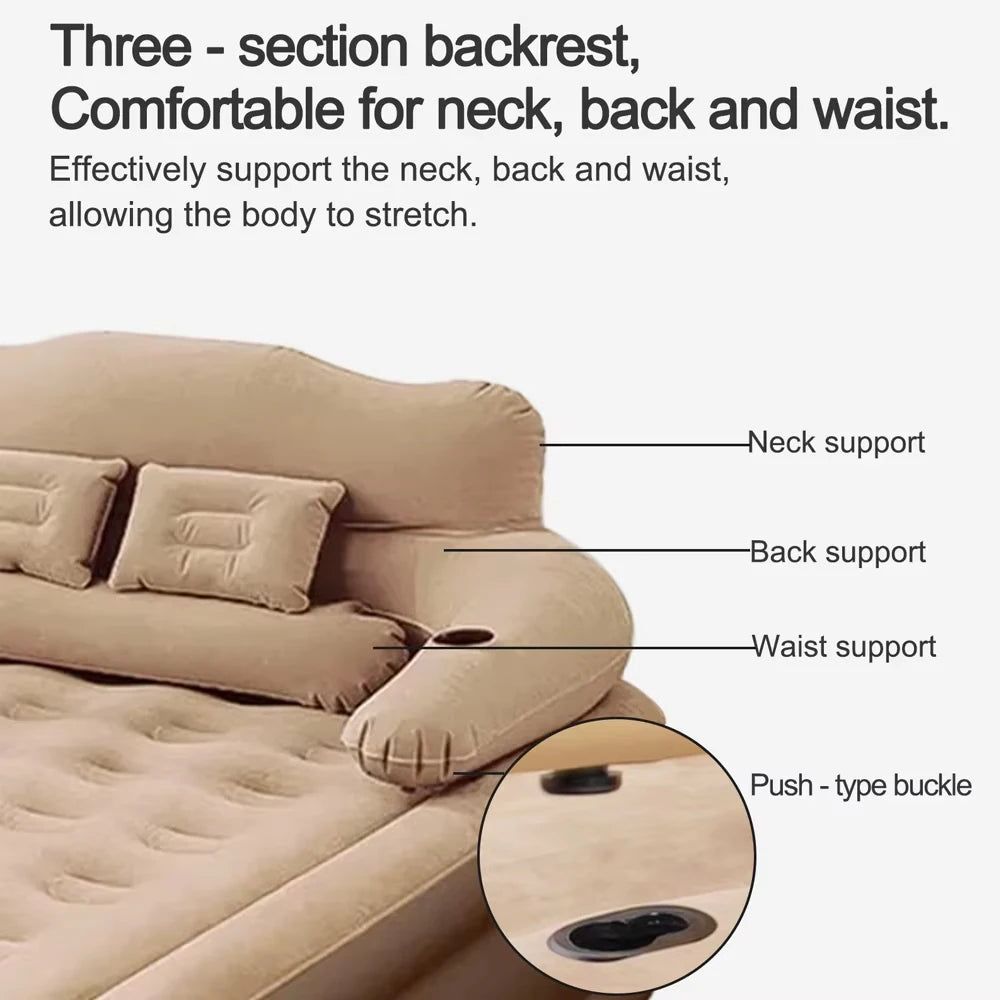 Gray 2 Persons Inflatable Mattress Camping Folding Home Outdoor Indoor Inflatable Mattress 48cm High Bed Lazy Laying Air Cushion