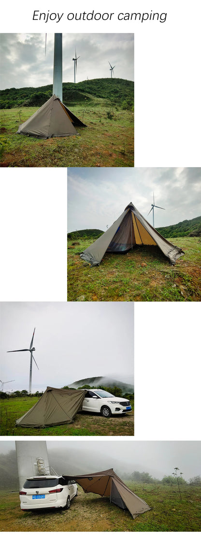 2 Persons Winter Pyramid Hot Tent Flame Retardant Large Outdoor Camping Waterproof Tipi Tent Lightweight Firewood Stove Tent