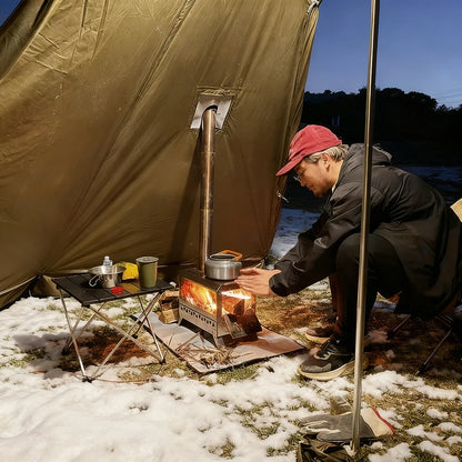 2 Persons Winter Pyramid Hot Tent Flame Retardant Large Outdoor Camping Waterproof Tipi Tent Lightweight Firewood Stove Tent