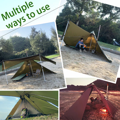 2 Persons Winter Pyramid Hot Tent Flame Retardant Large Outdoor Camping Waterproof Tipi Tent Lightweight Firewood Stove Tent