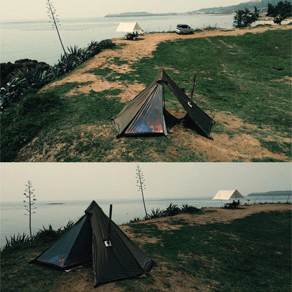 2 Persons Winter Pyramid Hot Tent Flame Retardant Large Outdoor Camping Waterproof Tipi Tent Lightweight Firewood Stove Tent