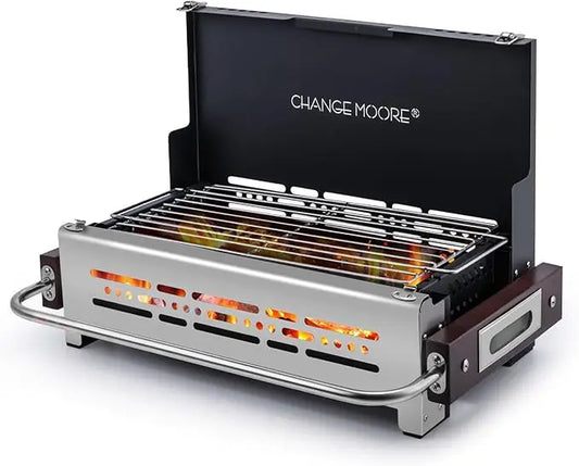 CHANGE MOORE BBQ Charcoal Grill 304 Stainlee Steel Outdoor Camping Stove Portable Lightweight Picnic Stoves Camping Garden